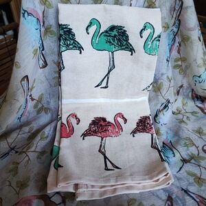 InHabit FLAMINGO Birds Thick Stiff MCM Throwback Towel Florida Estate Retro